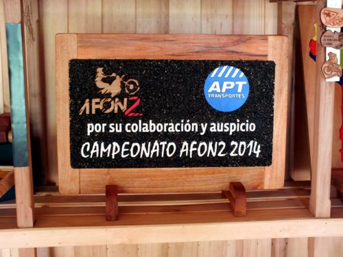 Trofeo pintado y con arena volcánica